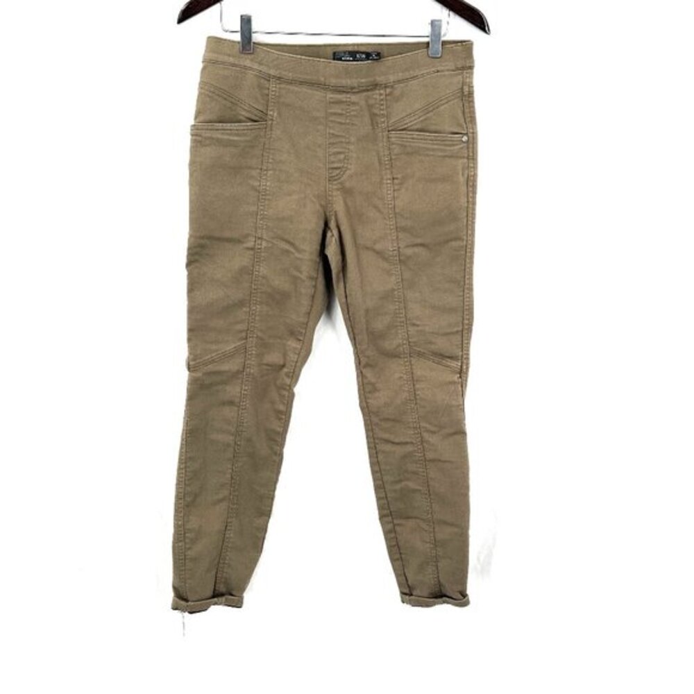 Prana army green stretch skinny leg casual pants mid‎ rise waist ankle crop 8 29